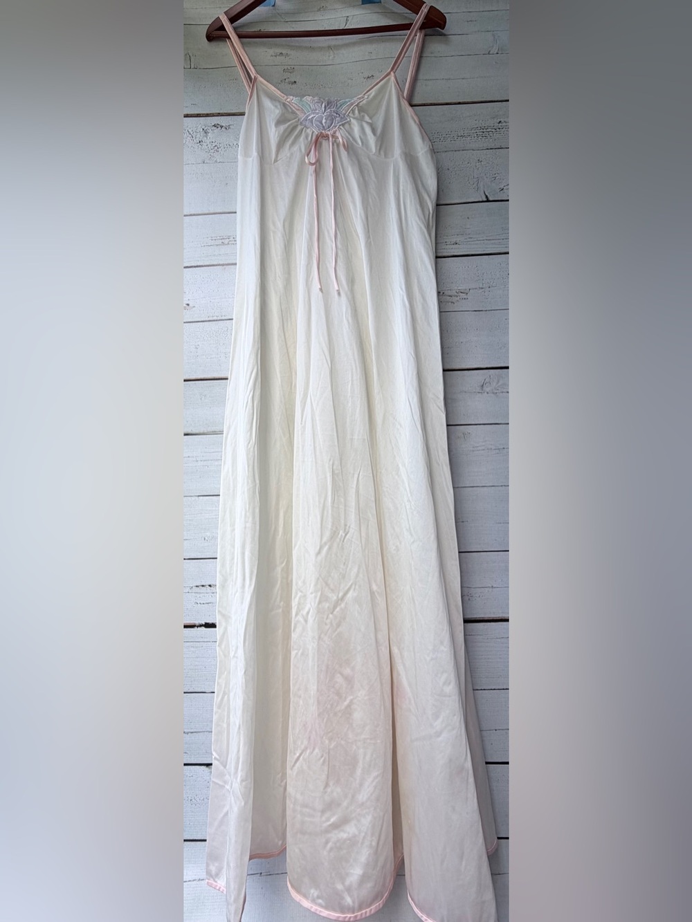 VINTAGE Chemise Nightgown with Soft Pink Trim